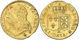 1786. Francia. Luis XVI. A (París). 1 luis de oro. (Fr. 475) (Kr. 591.1). 7,69 g. AU. Rayitas de acuñación. Bella. Ex Künker 23/06/2016, nº 3428. Esca...