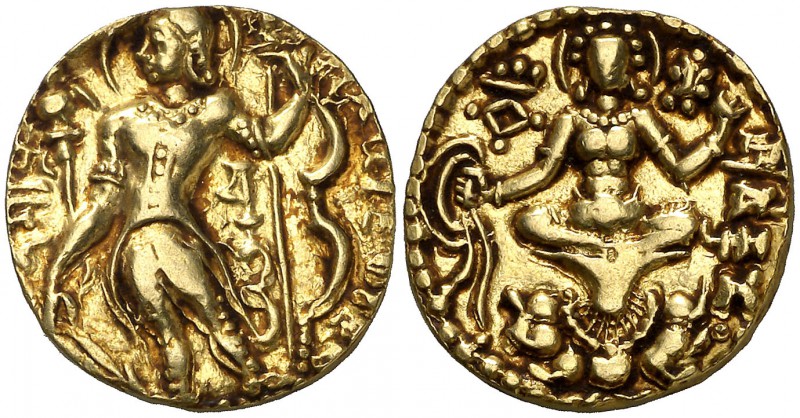 Imperio Gupta. Chandragupta II (hacia 380-414 d.C.). Estatera de oro. (Mitch. A....