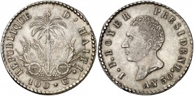 AN 30 (1833). Haití. 100 céntimos. (Kr. A23). 10,55 g. AG. EBC-.