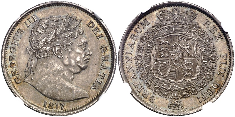 1817. Inglaterra. Jorge III. 1/2 corona. (Kr. 667). AG. En cápsula de la NGC com...