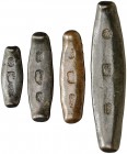 (1353-1571). Laos. Lanchang. Luang Prabang. 1/4, 1/2 (dos) y 1 tamlung. (Mitch. N-I. & W.C. 2778, 2785 y 2789) AG. Lote de 4 monedas, contramarcas bot...