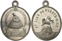 Puerto Rico. Medalla devocional. 12,14 g. 37x28 mm. Plata ovalada. Con anilla. Rara. EBC.