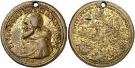 s. XIX (1571). Vaticano. Pío V. Batalla de Lepanto. 31,32 g. 37 mm. Bronce dorado. Perforación. Rara. (MBC).
