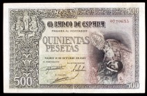 1940. 500 pesetas. (Ed. D45). 21 de octubre, El Entierro del Conde Orgaz. Leve doblez. Raro. MBC+.