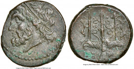 SICILY. Syracuse. Hieron II (ca. 275-215 BC). AE litra (18mm, 8h). NGC Choice XF. Head of Poseidon left, wearing taenia / ΙΕΡΩ-ΝΟΣ, trident head, dolp...