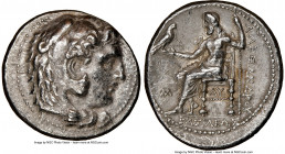MACEDONIAN KINGDOM. Alexander III the Great (336-323 BC). AR tetradrachm (28mm, 16.95 gm, 3h). NGC Choice XF 4/5 - 2/5, die shift. Posthumous issue of...