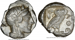ATTICA. Athens. Ca. 440-404 BC. AR tetradrachm (25mm, 17.19 gm, 7h). NGC Choice AU 5/5 - 5/5. Mid-mass coinage issue. Head of Athena right, wearing ea...