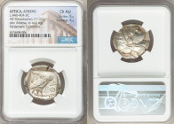 ATTICA. Athens. Ca. 440-404 BC. AR tetradrachm (24mm, 17.22 gm, 3h). NGC Choice AU 5/5 - 4/5. Mid-mass coinage issue. Head of Athena right, wearing ea...