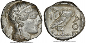 ATTICA. Athens. Ca. 440-404 BC. AR tetradrachm (25mm, 17.22 gm, 10h). NGC Choice AU 5/5 - 4/5. Mid-mass coinage issue. Head of Athena right, wearing e...