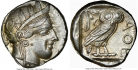 ATTICA. Athens. Ca. 440-404 BC. AR tetradrachm (24mm, 17.20 gm, 12h). NGC AU 5/5 - 5/5. Mid-mass coinage issue. Head of Athena right, wearing earring,...