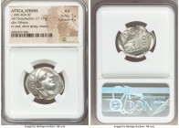 ATTICA. Athens. Ca. 440-404 BC. AR tetradrachm (26mm, 17.17 gm, 5h). NGC AU 5/5 - 4/5. Mid-mass coinage issue. Head of Athena right, wearing earring, ...