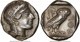 ATTICA. Athens. Ca. 440-404 BC. AR tetradrachm (25mm, 17.20 gm, 6h). NGC AU 5/5 - 4/5. Mid-mass coinage issue. Head of Athena right, wearing earring, ...