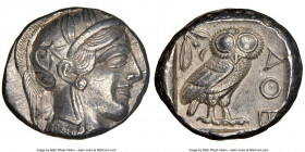 ATTICA. Athens. Ca. 440-404 BC. AR tetradrachm (24mm, 17.18 gm, 7h). NGC AU 5/5 - 4/5. Mid-mass coinage issue. Head of Athena right, wearing earring, ...