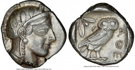 ATTICA. Athens. Ca. 440-404 BC. AR tetradrachm (24mm, 17.17 gm, 9h). NGC AU 5/5 - 4/5, brushed. Mid-mass coinage issue. Head of Athena right, wearing ...