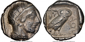 ATTICA. Athens. Ca. 440-404 BC. AR tetradrachm (24mm, 17.16 gm, 9h). NGC AU 5/5 - 3/5. Mid-mass coinage issue. Head of Athena right, wearing earring, ...