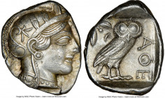 ATTICA. Athens. Ca. 440-404 BC. AR tetradrachm (26mm, 17.20 gm, 7h). NGC AU 5/5 - 3/5, brushed. Mid-mass coinage issue. Head of Athena right, wearing ...