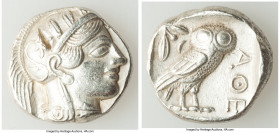 ATTICA. Athens. Ca. 440-404 BC. AR tetradrachm (26mm, 17.18 gm, 6h). Choice XF, test cut. Mid-mass coinage issue. Head of Athena right, wearing earrin...