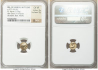 LESBOS. Mytilene. Ca. 377-326 BC. EL sixth-stater or hecte (11mm, 2.54 gm, 12h). NGC Choice VF 3/5 - 5/5. Laureate head of Zeus right / Serpent forepa...