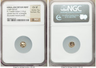 IONIA. Uncertain mint. Ca. 600-550 BC. EL 1/12 stater or hemihecte (8mm, 1.01 gm). NGC Choice VF 5/5 - 4/5. Linear head of roaring lion left / Oval in...