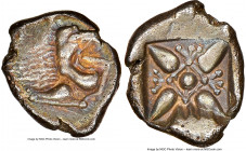 IONIA. Miletus. Ca. late 6th-5th centuries BC. AR obol (8mm, 1.15 gm). NGC Choice XF 4/5 - 4/5. Milesian standard. Forepart of roaring lion left, head...