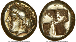 IONIA. Phocaea. Ca. 477-388 BC. EL sixth-stater or hecte (9mm, 2.55 gm). NGC XF 5/5 - 5/5. Head of nymph left, wearing pendant earring, hair confined ...