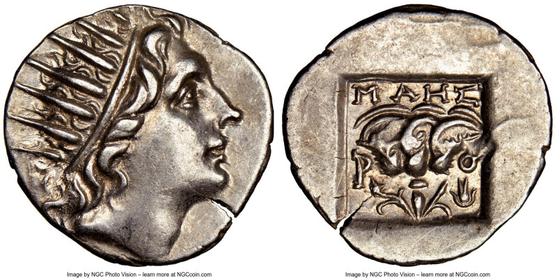 CARIAN ISLANDS. Rhodes. Ca. 88-84 BC. AR drachm (17mm, 12h). NGC AU. Plinthophor...