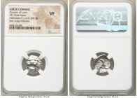 LYCIAN DYNASTS. Vekhssere II (ca. 410-380 BC). AR third-stater (17mm, 10h). NGC VF. Facing lion scalp seen from above / Triskeles with voided annulet,...