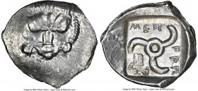 LYCIAN DYNASTS. Mithrapata (ca. 390-360 BC). AR sixth-stater (16mm, 1.37 gm6h). NGC MS 4/5 - 5/5. Uncertain mint. Lion scalp facing / MEΘ-PAΠ-AT-A, tr...
