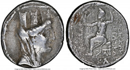 SYRIA. Laodicea ad Mare. Ca. 81/0-17/6 BC. AR tetradrachm (26mm, 15.01 gm, 12h). NGC Choice Fine 5/5 - 2/5. Dated Civic Year 13 (69/8 BC). Veiled, dia...