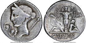 Julius Caesar, as Dictator (49-44 BC). AR denarius (20mm, 3.63 gm, 4h). NGC VF 3/5 - 3/5. Military mint traveling with Caesar in Spain, late 46-early ...