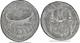 Marc Antony, as Triumvir and Imperator (44-30 BC). AR denarius (19mm, 3.48 gm, 1h). NGC Fine 3/5 - 3/5, edge cut. Legionary issue, mint moving with An...