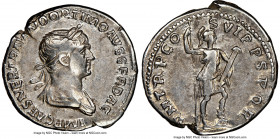 Trajan (AD 98-117). AR denarius (19mm, 7h). NGC VF. Rome, AD 116. IMP CAES NER TRAIANO OPTIMO AVG GER DAC, laureate and draped bust of Trajan right / ...