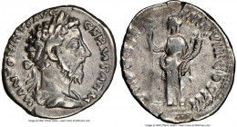 Marcus Aurelius (AD 161-180). AR denarius (19mm, 5h). NGC VF. Rome, December AD 176- Autumn AD 177. M ANTONINVS-AVG GERM SARM, laureate head of Marcus...