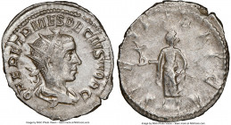 Herennius Etruscus, as Caesar (AD 250-251). AR antoninianus (23mm, 6h). NGC Choice XF. Rome. Q HER ETR MES DECIVS NOB C, radiate and draped bust of He...