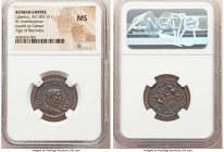 Galerius, as Caesar (AD 305-311). BI antoninianus (23mm, 11h). NGC MS. Antioch, 3rd officina, AD 295. GAL VAL MAXIMIANVS NOB CAES, radiate, draped, an...