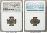 Constantine I the Great (AD 307-337). AE3 or BI nummus (20mm, 3.31 gm, 12h). NGC MS 4/5 - 5/5, Silvering. Trier, 2nd officina, AD 323-324. CONSTAN-TIN...