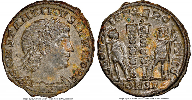 Constantine II, as Caesar (AD 337-340). AE3 or BI nummus (18mm, 6h). NGC MS. Con...