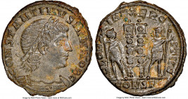 Constantine II, as Caesar (AD 337-340). AE3 or BI nummus (18mm, 6h). NGC MS. Constantinople, 3rd officina, AD 333-335. CONSTANTINVS IVN NOB C laureate...