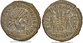 Constantine II, as Caesar (AD 337-340). AE3 or BI nummus (18mm, 12h). NGC MS. Trier, 1st officina, AD 322-323. CONSTANTINVS IVN NOB C, laureate, cuira...