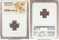 Constantius II, as Augustus (AD 337-361). AE3 or BI nummus (14mm, 7h). NGC MS. Trier, 1st officina, before AD 340. FL IVL CONSTANTIVS AVG, laureate, c...