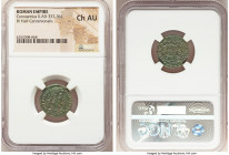 Constantius II, as Augustus (AD 337-361). BI centenionalis (23mm, 6h). NGC Choice AU. Siscia, 1st officina, AD 348-350. D N CONSTAN-TIVS P F AVG, pear...