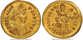 Arcadius, Eastern Roman Empire (AD 383-408). AV solidus (22mm, 4.40 gm, 11h). NGC AU 5/5 - 3/5, light mark. Thessalonica, AD 383-388. D N ARCADI-VS P ...