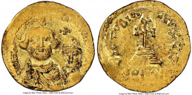 Heraclius (AD 610-641), with Heraclius Constantine. AV solidus (20mm, 4.41 gm, 7h). NGC Choice AU 4/5 - 1/5, edge bend, clipped, scratches. Constantin...