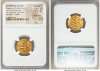 Constans II Pogonatus (AD 641-668), with Constantine IV, Heraclius and Tiberius. AV solidus (19mm, 4.33 gm, 7h). NGC Choice AU 5/5 - 2/5, edge bend, f...