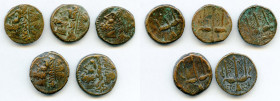 ANCIENT LOTS. Greek. Sicily. Syracuse. Hieron II (ca. 240-215 BC). Lot of five (5) AE litra. Fine-VF. Includes: (5) Head of Poseidon left, wearing tae...