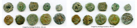 ANCIENT LOTS. Judaea. Ca. 1st centuries BC-AD. Lot of ten (10) AE prutahs. Fine. Includes: Various issuers, dates and themes. Ten (10) coins in lot. S...