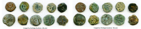 ANCIENT LOTS. Judaea. Ca. 1st centuries BC-AD. Lot of ten (10) AE prutahs. Fine. Includes: Various issuers, dates and themes. Ten (10) coins in lot. S...