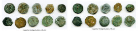 ANCIENT LOTS. Judaea. Ca. 1st centuries BC-AD. Lot of ten (10) AE prutahs. Fine. Includes: Various issuers, dates and themes. Ten (10) coins in lot. S...