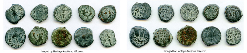 ANCIENT LOTS. Judaea. Ca. 1st centuries BC-AD. Lot of ten (10) AE prutahs. Fine....