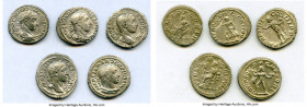 ANCIENT LOTS. Roman Imperial. Severus Alexander (AD 222-235). Lot of five (5) AR denarii. VF-XF. Includes: Various types of Severus Alexander denarii....